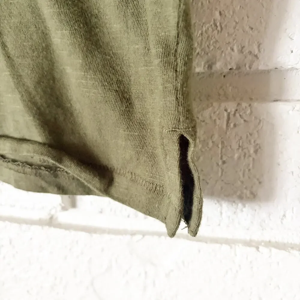 J. Crew Organic Slub Cotton Boxy Muscle Tee Tank Top Olive Green Women's Sz M